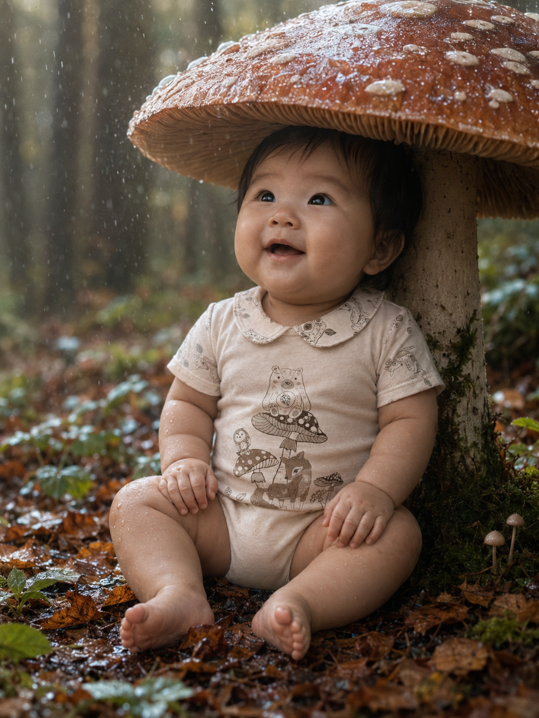 Wildlings Short sleeve Bodysuit with Peter pan Collar