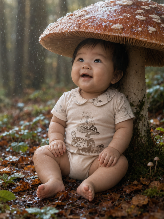 Wildlings Short sleeve Bodysuit with Peter pan Collar